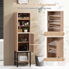 Sturdy Metal Support Slim Cupboard Tall Kitchen Storage Cabinet-Natural