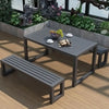 3Pcs Camping Table & Bench Set Outdoor Garden Bistro Patio Yard Furniture Black