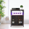 Drinks Cabinet Wine Bar w/ Glass & Bottle Storage | Black Rattan W/ RGB LED