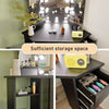 Corner Dressing Table with LED Lights Vanity Makeup Desk with Mirror & 5 Drawers