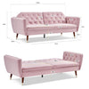 3 Seater Sofa Bed Pink Velvet Button Back - Victoria