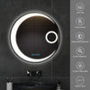 Round LED Bathroom Mirror 60cm 3 Color Illuminate with 5x Magnification Anti-Fog