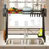 2-Tier Stainless Steel Dish Multifunctional Black with Drip Tray for Kitchen