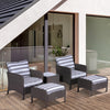 5 Pieces Outdoor Patio Furniture Set Wicker Conversation Set Deep Grey