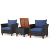 3 PCS Outdoor Wicker Bistro Set Garden Patio Rattan Sofa Set w/Cushion