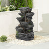 Solar Power Fountain Waterfall LED Water Feature Vertical Slate Statues &Panel