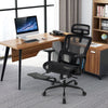Swivel Computer Desk Chair with Retractable Footrest-Black