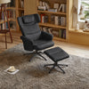 Adjustable Backrest Manual Recliner Armchair PU Leather Swivel Chair w/Footstool