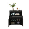 Black LED Sideboard 2 Doors Buffet Storage Cabinet Cupboard High Gloss Front