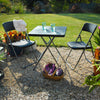 Garden Gear Folding Bistro Set Rattan Effect 2-Seater Table Outdoor Weatherproof