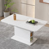 Extendable Rectangular Dining Table with Storage, Space-saving, White