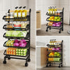 Metal Wire Vegetable Fruit Storage Basket Kitchen Detachable Rack w/ Handle Cart