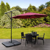 3M Garden Parasol Outdoor Hanging Banana Umbrella Cantilever Sun Shade w/ Base