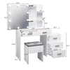 Elegant White Dressing Table Set with Mirror Cabinet Three Dimmable Lights and