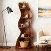 Corner Shelf 5 Tiers, Bookshelf Bookcase Wooden Storage Rack Rustic Book Shelves