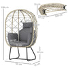 Egg Chair with Cushion, Headrest, Grey, Refurbished
