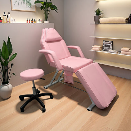 Massage Couch Bed Stool SPA Salon Chair Therapy Table Adjustable Recliner Pink