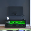 Modern 120CM TV Unit Cabinet Stand Set Black High Gloss with LED Lights Drawers