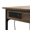Vintage Breakfast Bar Table Wood Metal Bar Table with Drawer Power Outlet 60*60