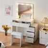 Dressing Table LED Lights Mirror Drawers Vanity Make up Desk Cabinet Stool Set