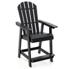 Outdoor Counter Height Bar Stool Garden HDPE Patio Chair w/Armrest-Balck