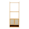 Clothes Rail Rack Garment Hanging Display Stand W/ Rattan Cabinet Storage Shelf