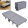 190cm Folding Single Bed with Mattress Portable Guest Bed Steel Frame on Wheel
