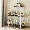 Large Plant Stand Rolling Flower Pot Rack Window Porch Yard Floor Trolley Stand