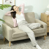 2 Seater Sofa, Velvet-Feel Upholstered Loveseat for Small Space, Beige