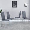 4pcs Grey Faux Leather Dining Chairs & Grey Marble Glass Dining Table Dining Set
