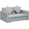 Convertible 2 Seater Sofa Bed with Hidden Storage, 2 Cushions, Light Grey