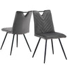 2Pcs Grey Dining Chairs Velvet Padded Seat Restaurant Chair Modern