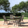 Garden Table Folding Mesh Chair Balcony Coffee Bistro Furniture w/ Umbrella Hole