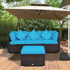 4 PCS Rattan Patio Conversation Set Outdoor Furniture Sofa Set w/ Coffee Table