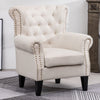 Retro Studded Linen Fabric Armchair Single Sofa Seat Reception Chair Living Room