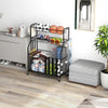 Sports Equipment Storage Rack w/ Universal Wheels-Black