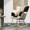 Accent Lounge Rocking Chair Mixed Color Tufted Linen Sofa Rocker Wingback Chair