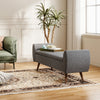 Grey Linen Fabric Ottoman Storage Bench Bed End Stool Pouffe Seat with Oak Legs