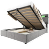 Upholstered Bed 4ft6 Double LED Hydraulic Bed Frame with Ottoman Storage