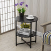 Small Round Coffee Table End Side Table Bedside Stand with Shelf Metal Frame New