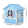 Large Wooden Playhouse with Doors, Windows, Apex Roof for Kids Children- Blue UK