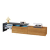 Modern LED TV Stand Unit Wooden Cabinet with Glass Shelves & 2 Drawers Storage