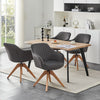 1 PC Dining Chair 360° Swivel Velvet Oak Solid Wood Legs Kitchen Room Chair