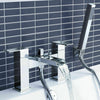 Chrome Waterfall Bath Shower Mixer Tap With 3 Way Square Rigid Riser Shower Kit