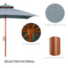 3m Wood Square Patio Umbrella Garden Patio Parasol Sunshade Grey UK