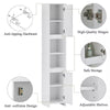 Bathroom Floor Storage Cabinet with Mirror and 2 Doors 6 Shelves Tallboy Unit