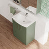 600mm Green Floor Standing 2 Door Vanity & Curved Basin Chrome