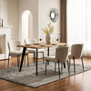 2PC Beige Dining Chairs Velvet Upholstered Seat Kitchen Chair Metal Legs