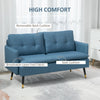 Modern Upholstered Two Seater Sofa for Bedroom Living Room Dark Blue