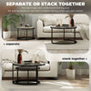 Industrial Nesting Coffee Tables Set of 2 Round Side End Tables for Living Room
